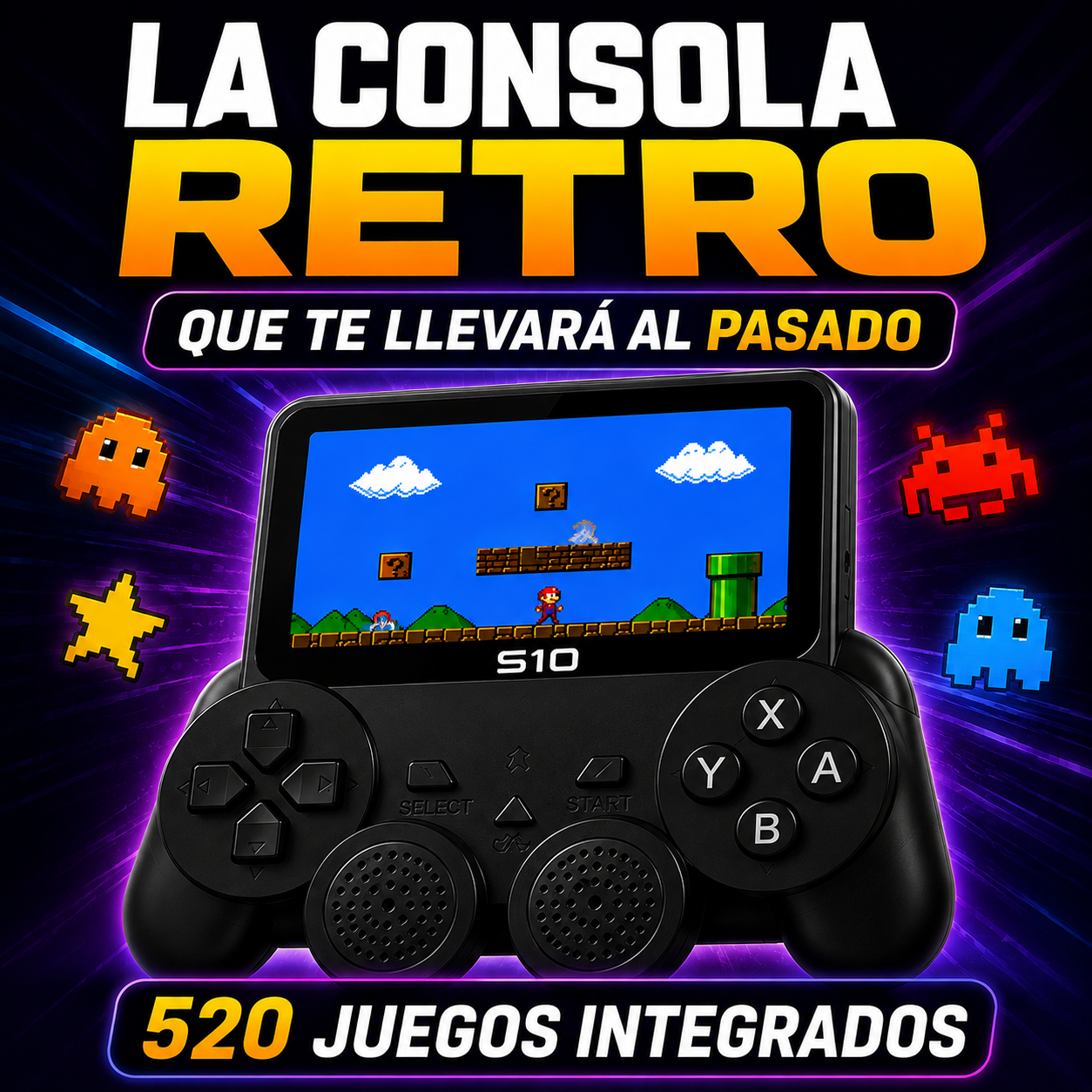 Consola Juegos Retro S10-520 Juegos+ ENVÍO GRATIS 🚚