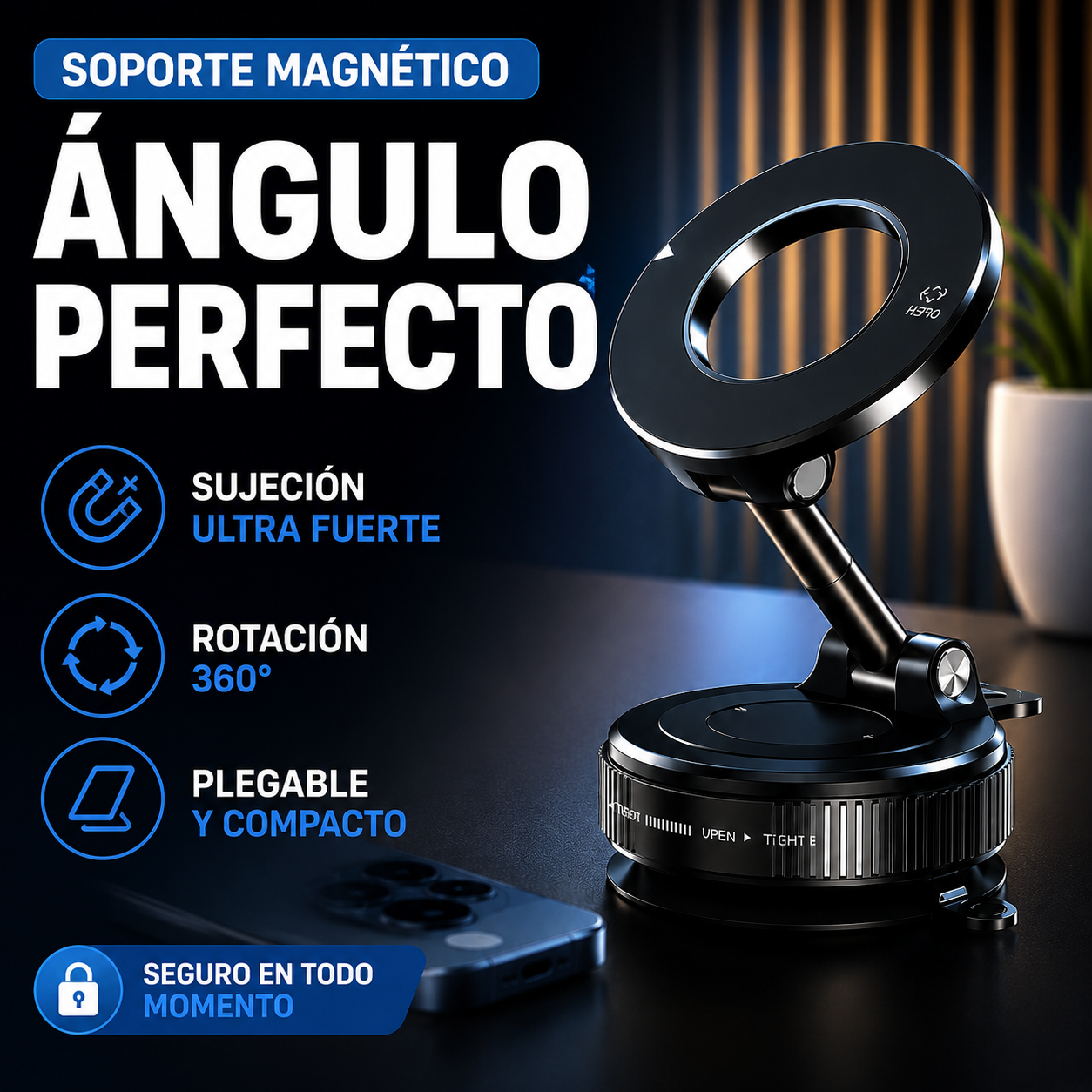 Soporte magnético celular Premium Rotativo multi propósito+ ENVÍO GRATIS 🚚