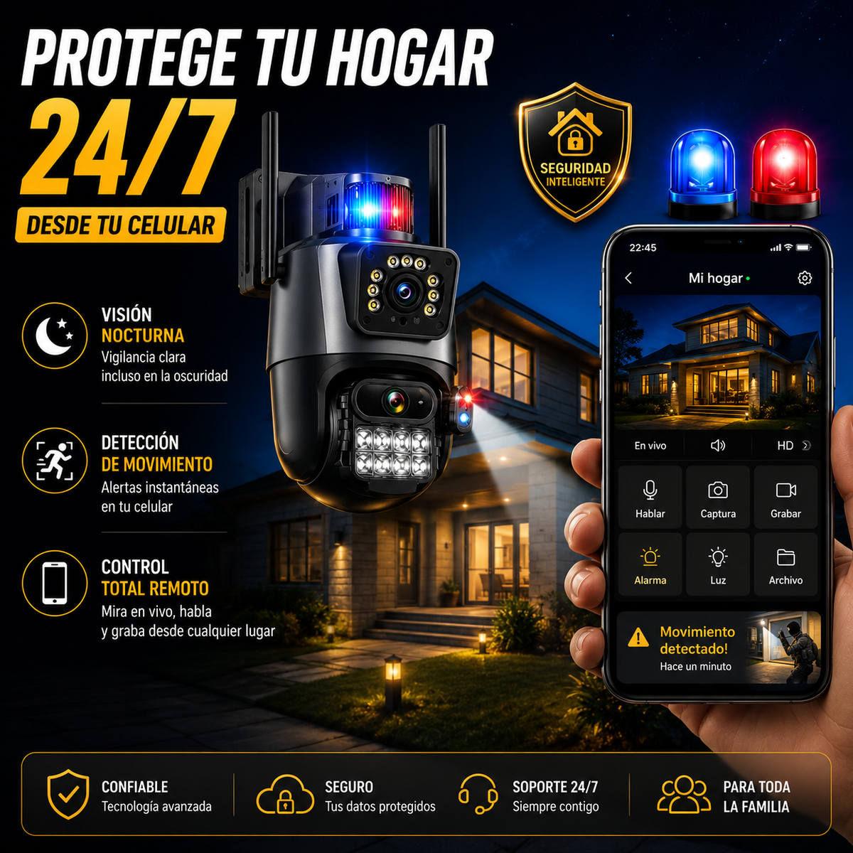 Cámara de Seguridad 360° GESKS que protege tu hogar desde tu celular+ ENVÍO GRATIS 🚚