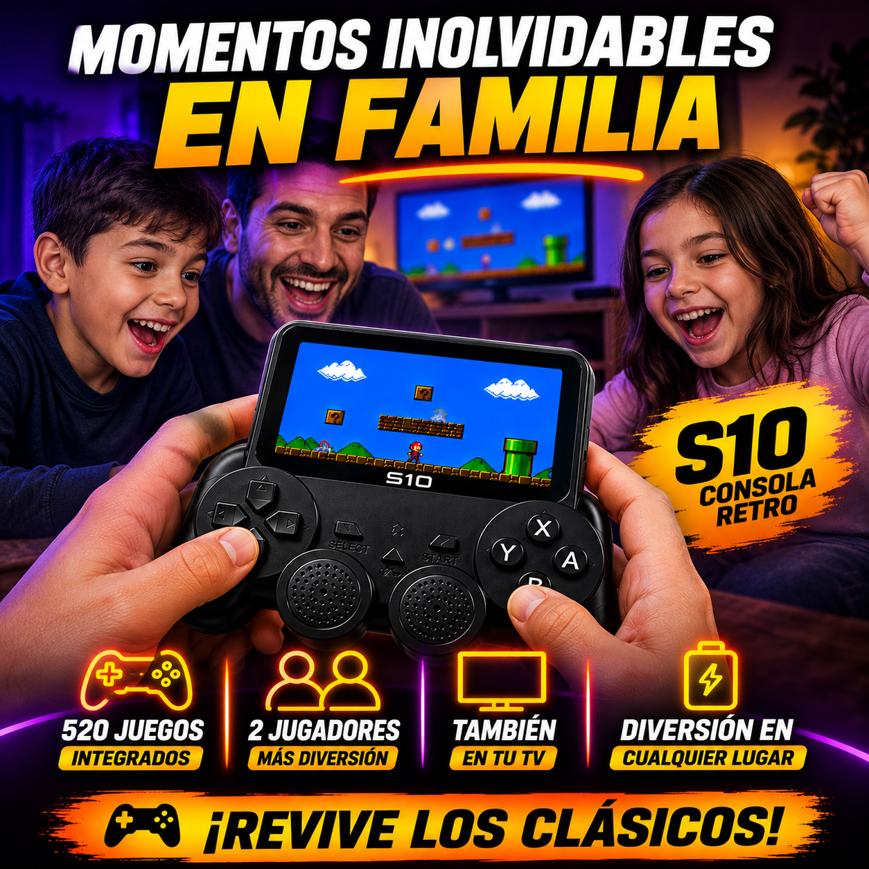 Consola Juegos Retro S10-520 Juegos+ ENVÍO GRATIS 🚚