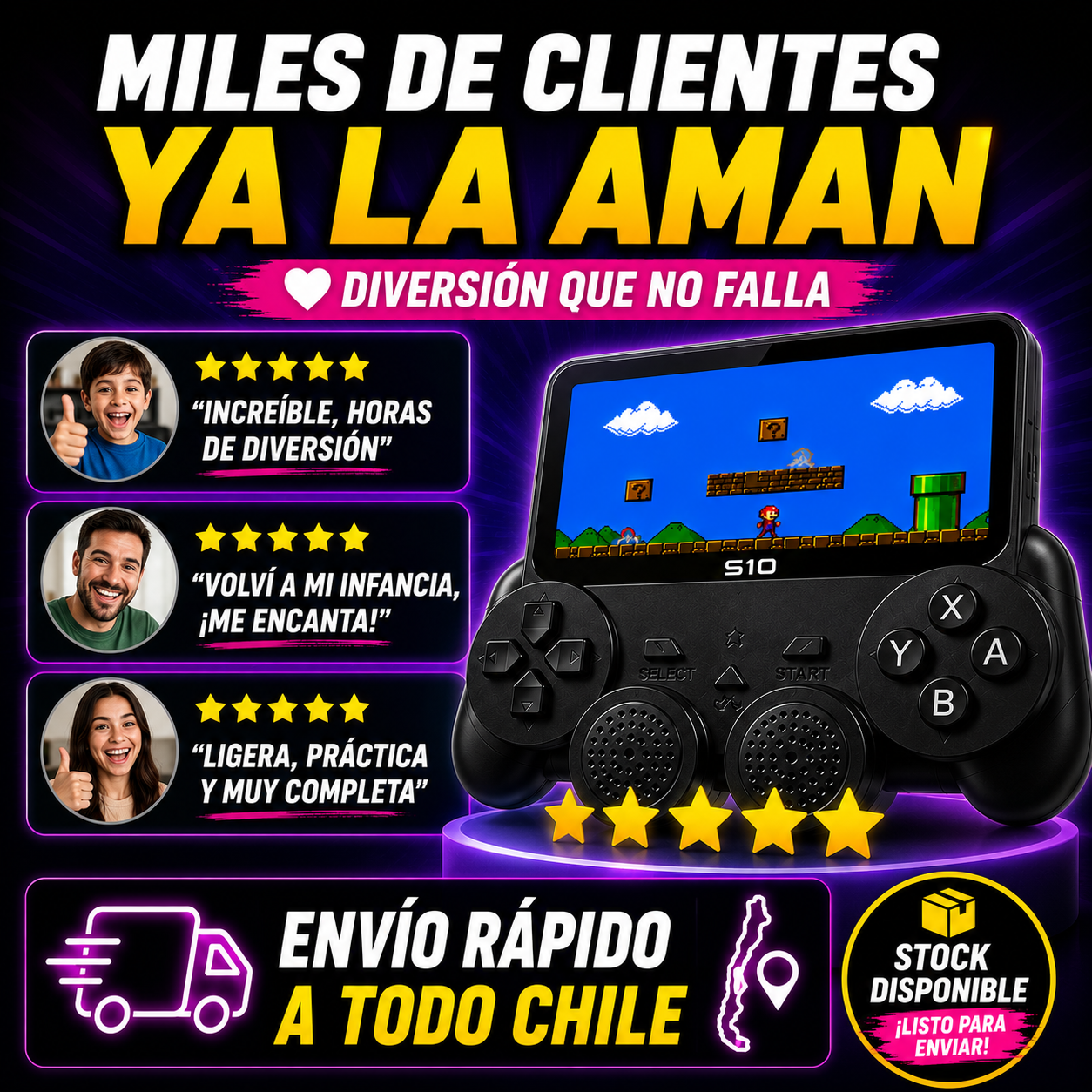 Consola Juegos Retro S10-520 Juegos+ ENVÍO GRATIS 🚚