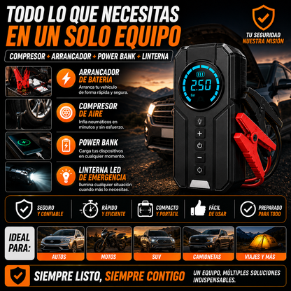 Compresor de Aire y Arrancador de Batería+ ENVÍO GRATIS 🚚