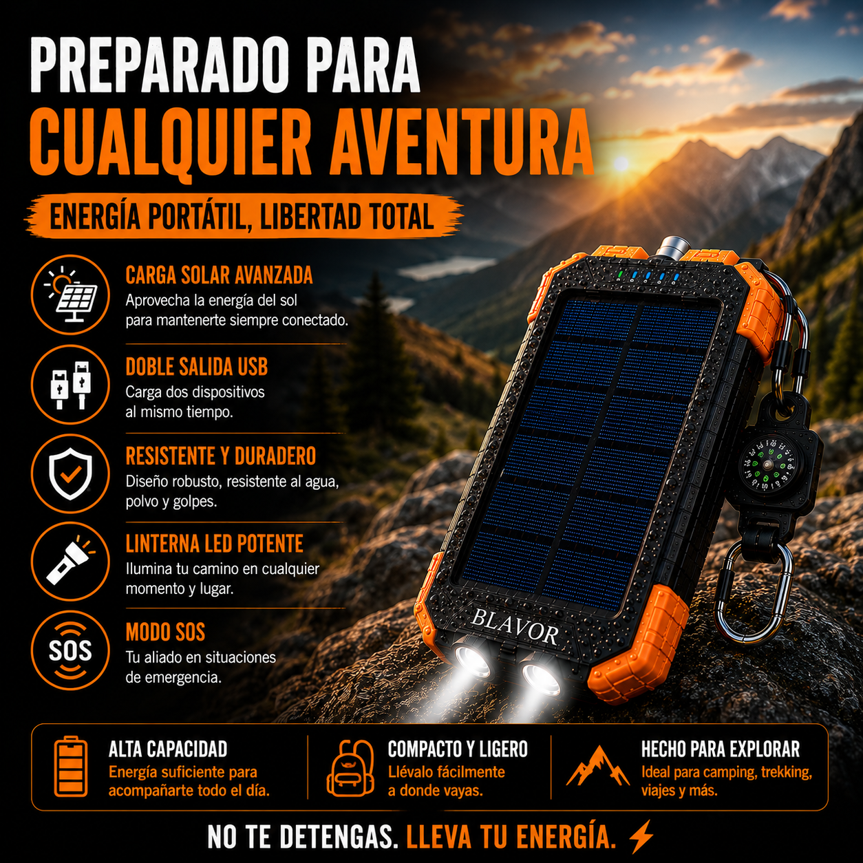 Power Bank Solar BLAVOR – Energía Extrema para Todas Tus Aventuras+ ENVÍO GRATIS 🚚