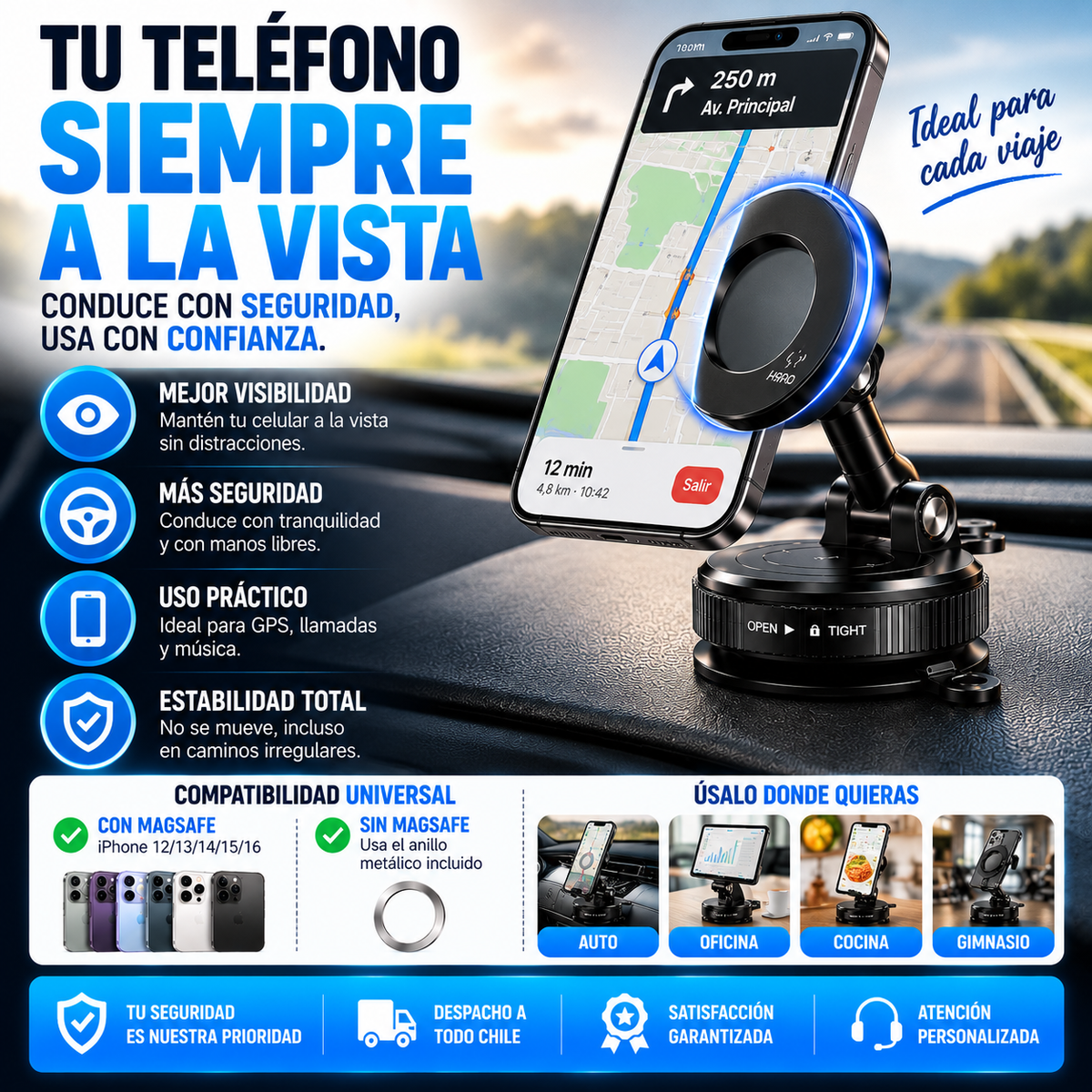 Soporte magnético celular Premium Rotativo multi propósito