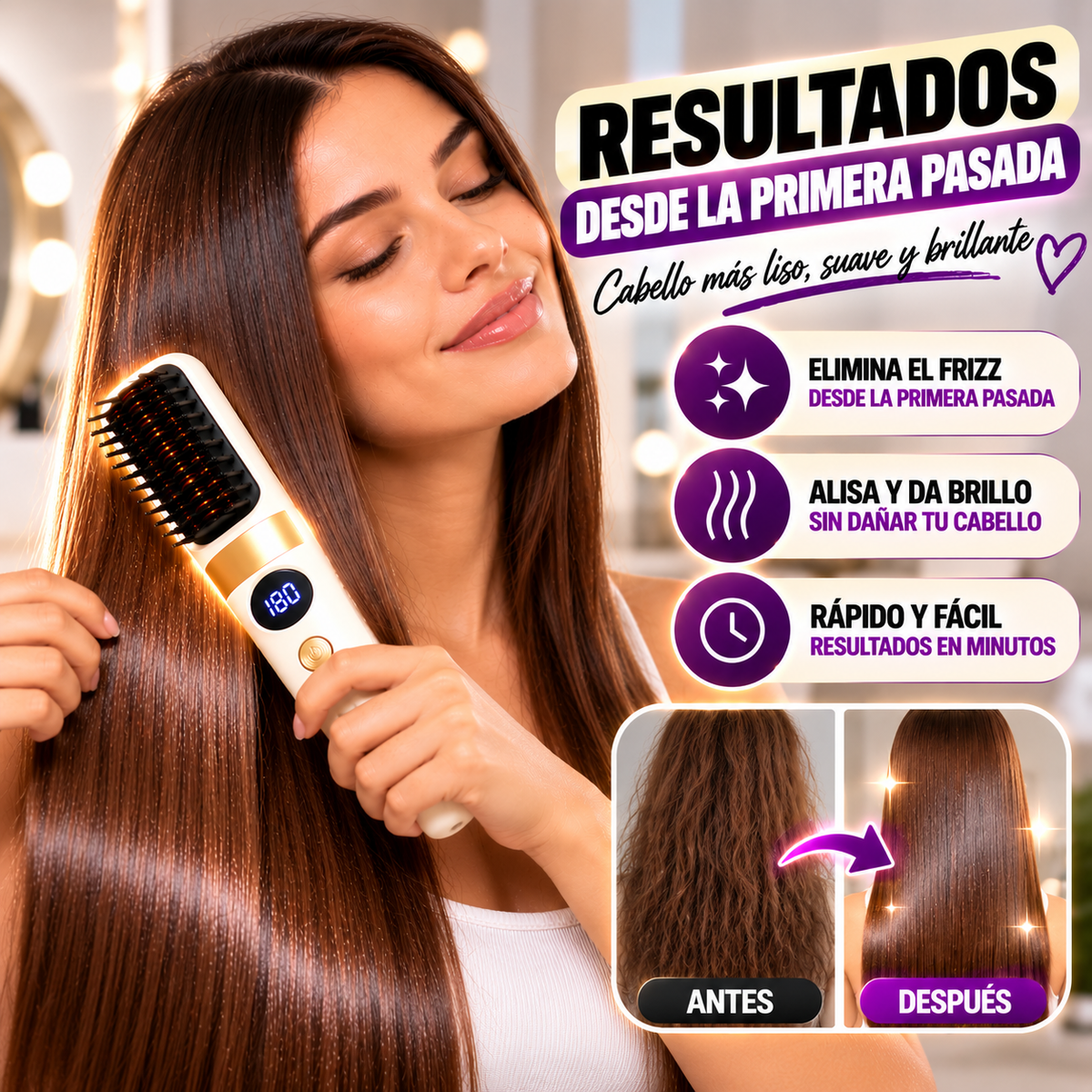 Cepillo Alisador Térmico inalámbrico