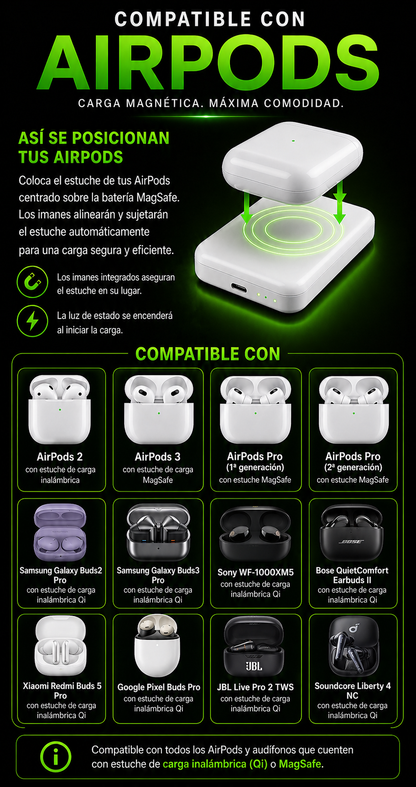 Batería Magsafe para productos Apple/Android-Energía sin límites + ENVÍO GRATIS 🚚