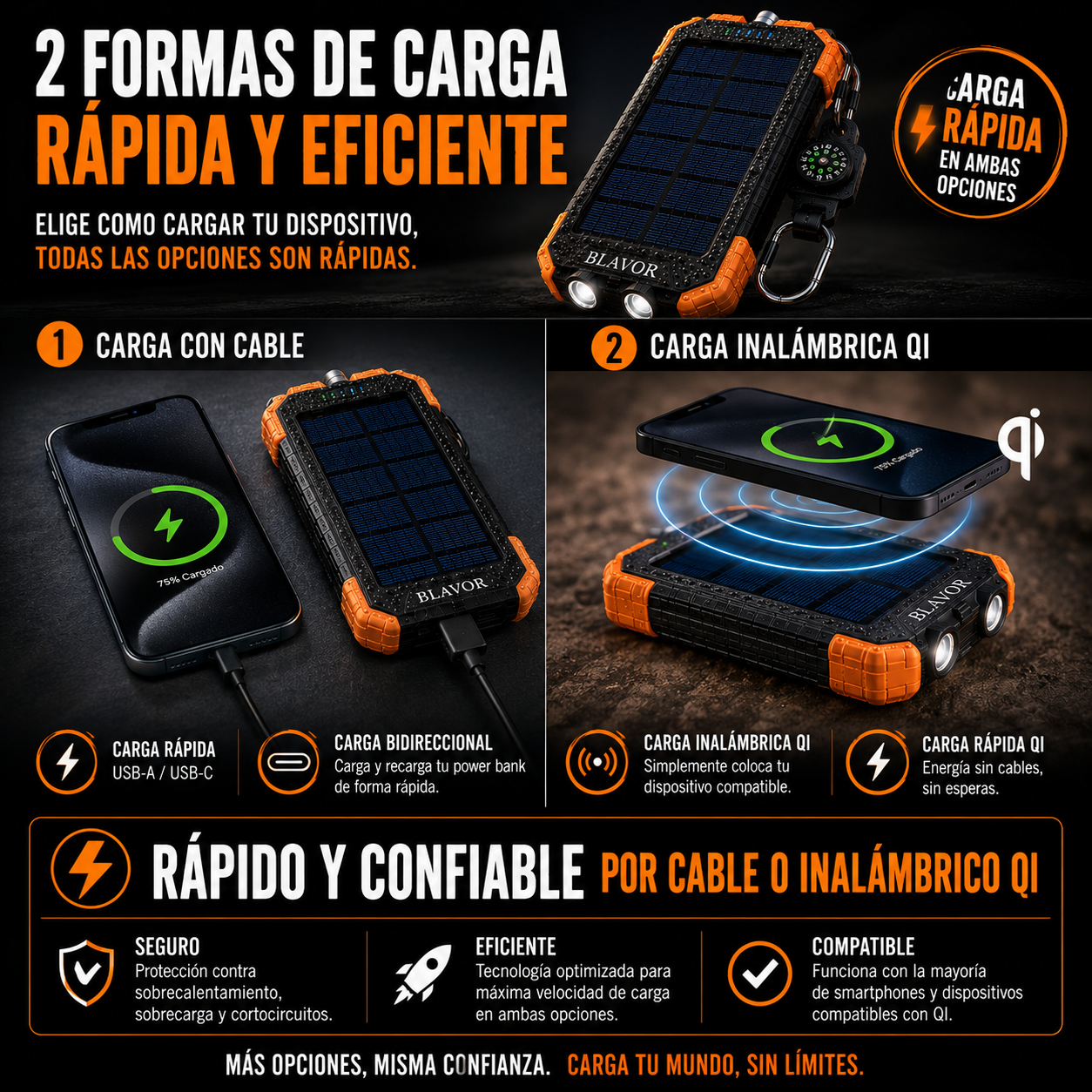 Power Bank Solar BLAVOR – Energía Extrema para Todas Tus Aventuras+ ENVÍO GRATIS 🚚