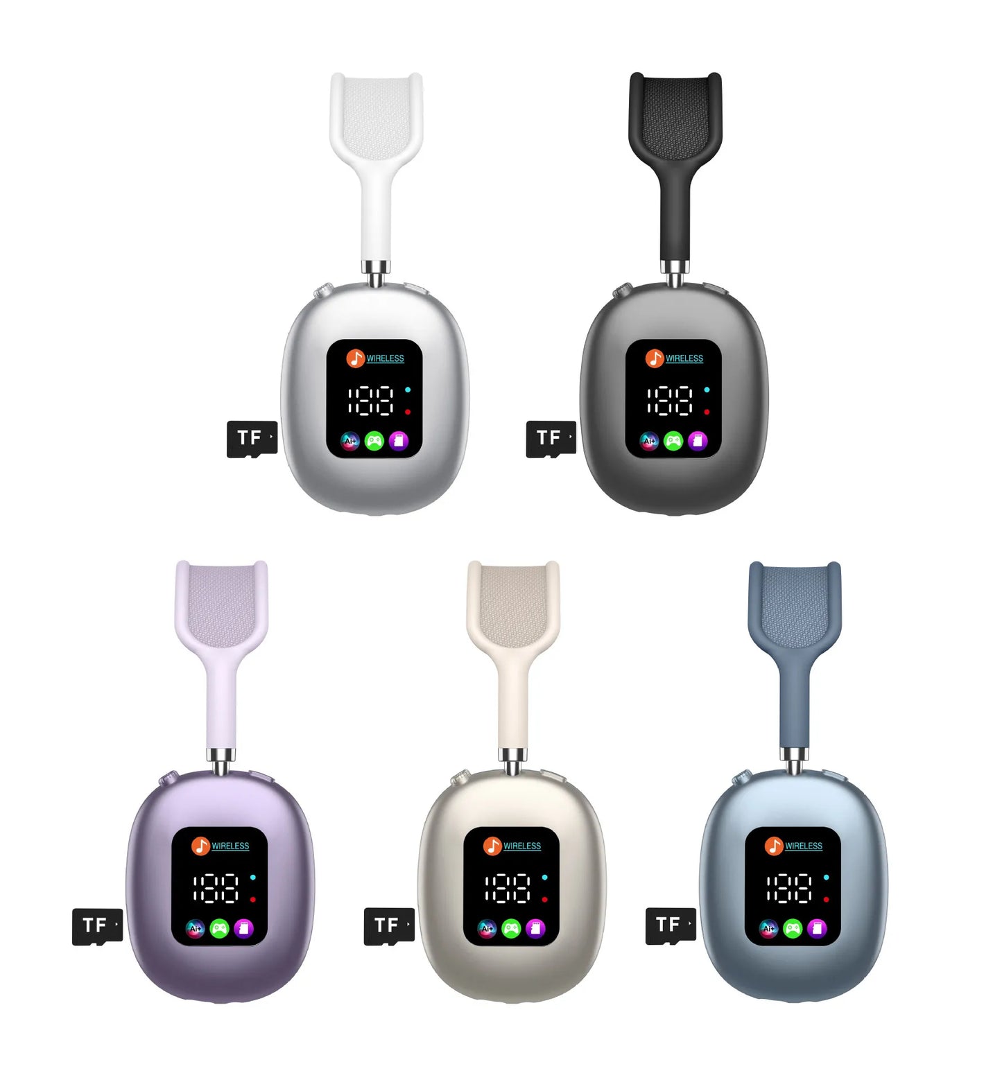 Akz Max600 Auriculares Inalámbricos Over-Ear con Pantalla Digital