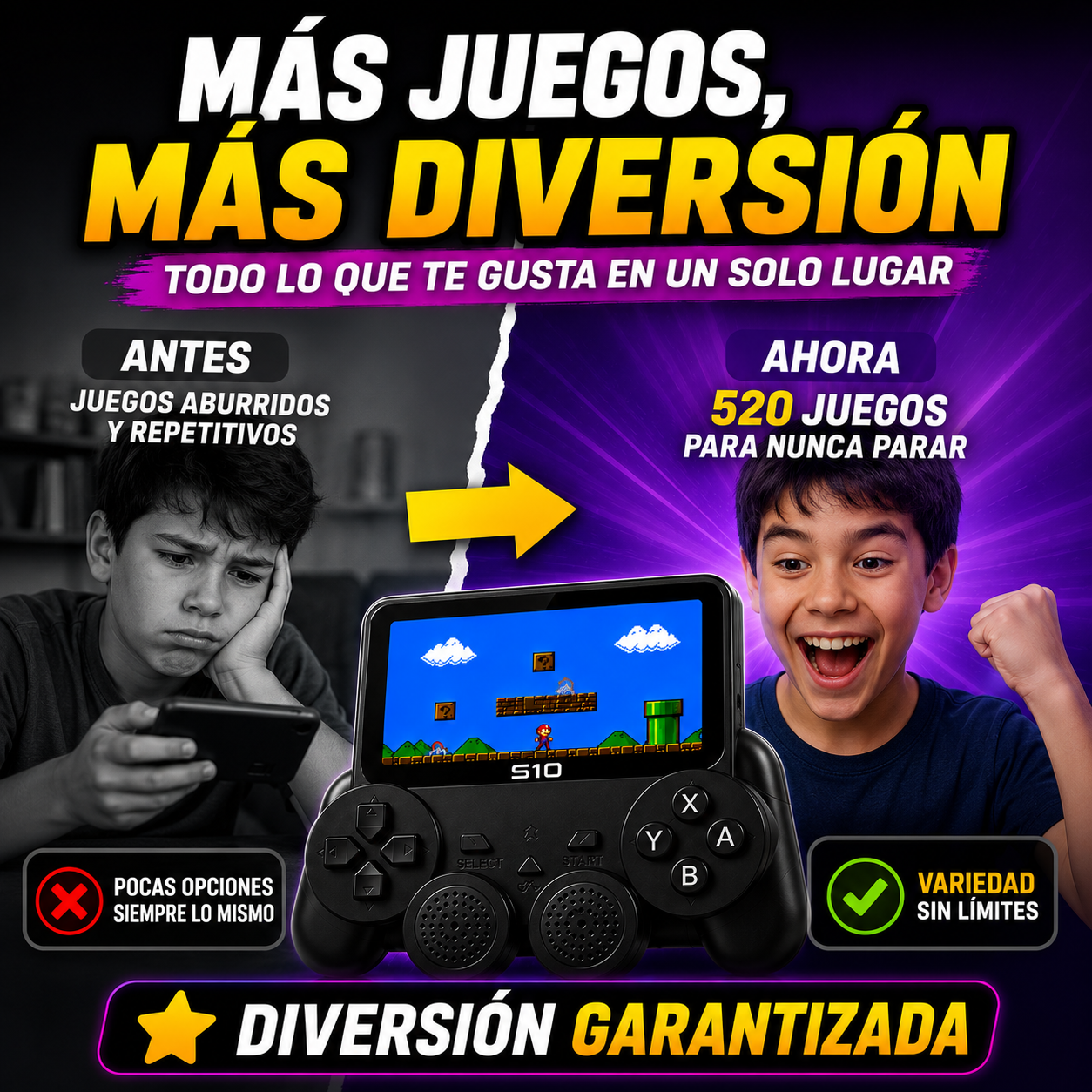 Consola Juegos Retro S10-520 Juegos+ ENVÍO GRATIS 🚚