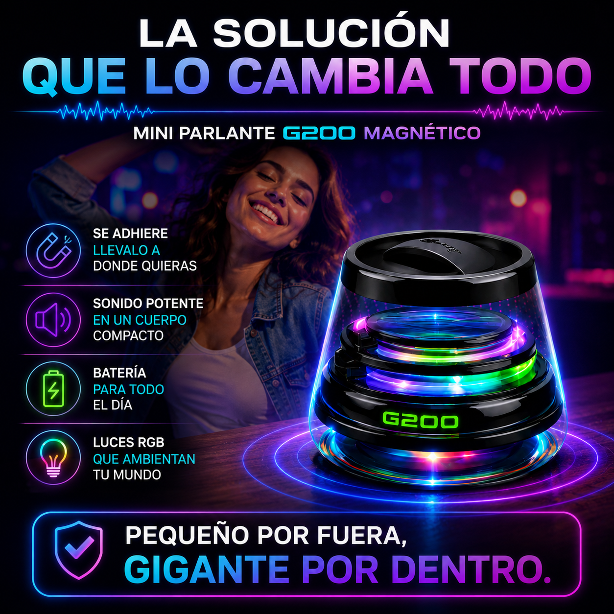 Mini Parlante Magnético portátil Multiuso-Sonido potente+ ENVÍO GRATIS 🚚