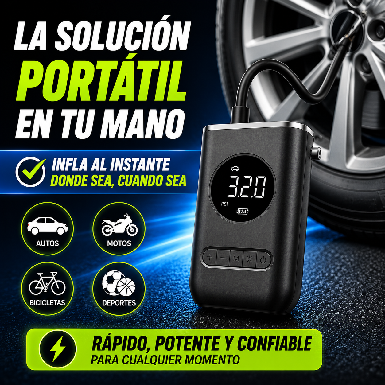 💫Inflador de Aire Portátil Recargable- Infla rápido y seguro💫 ✨+ ENVÍO GRATIS 🚚