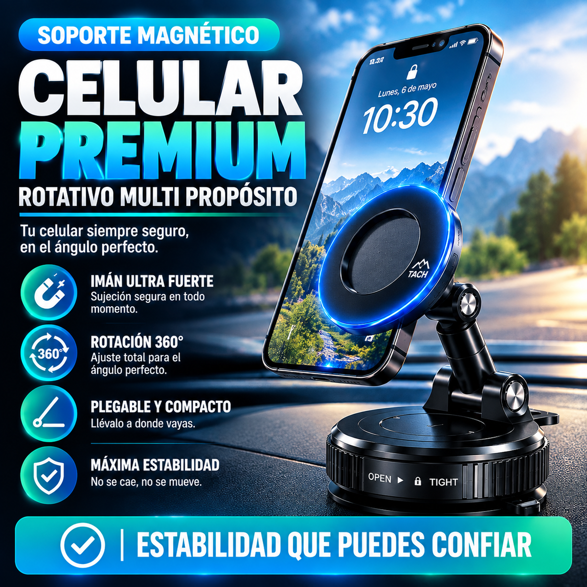 Soporte magnético celular Premium Rotativo multi propósito