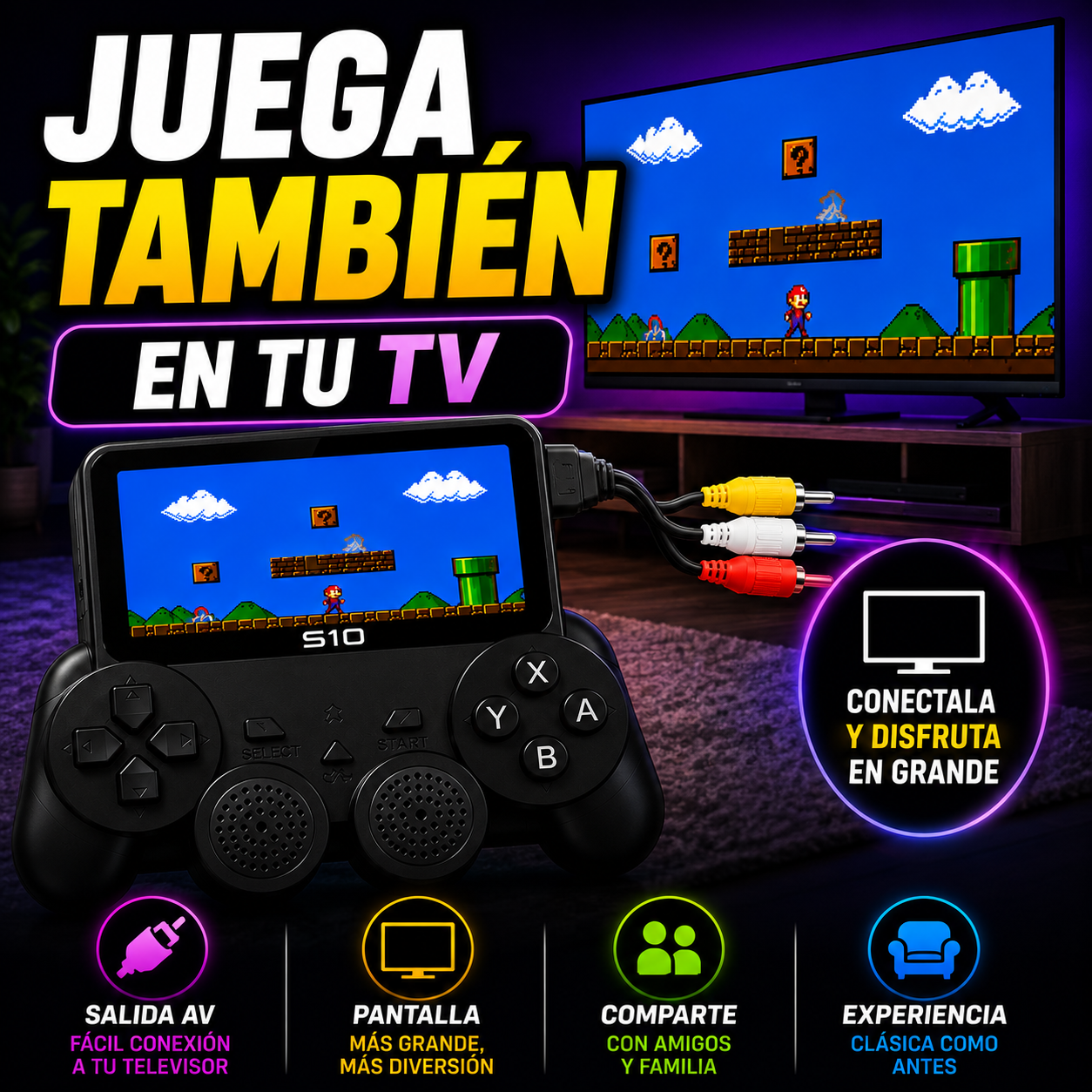 Consola Juegos Retro S10-520 Juegos+ ENVÍO GRATIS 🚚