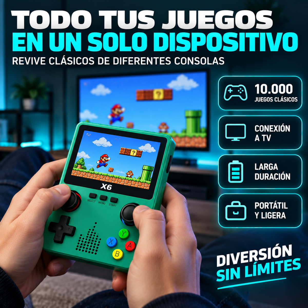 Consola Portátil Videojuegos RETRO X6+10.000 Juegos