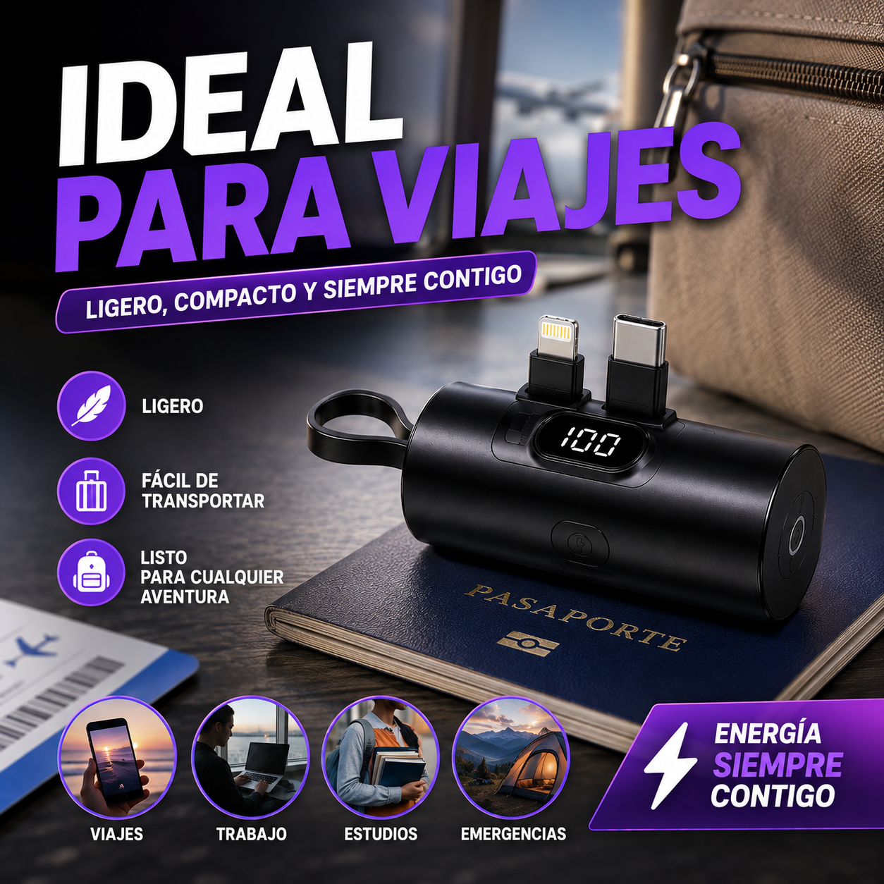 Cargador Portátil para celular tipo llavero+ ENVÍO GRATIS 🚚