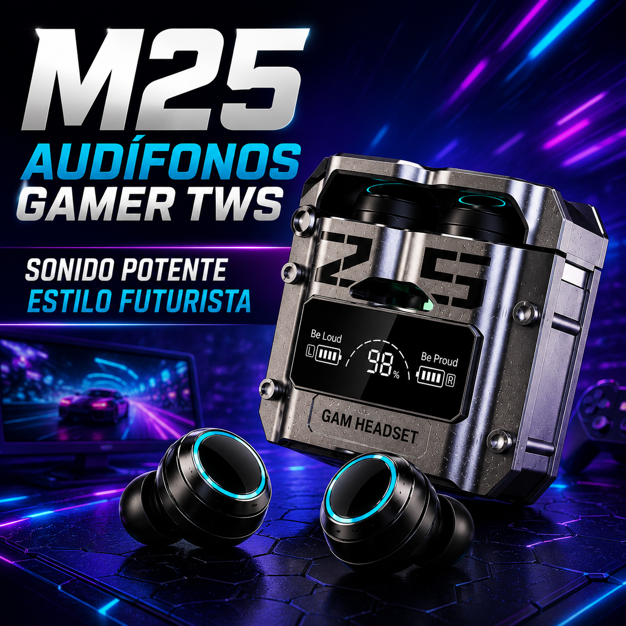 Audífonos Inalámbricos M25 TWS+ENVÍO GRATIS