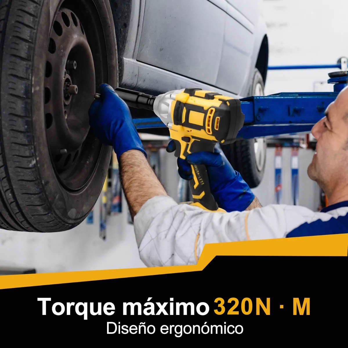 LLAVE DE IMPACTO 2 BATERÍAS 320NM CON MANDRIL Y MALETA