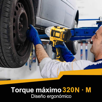 LLAVE DE IMPACTO 2 BATERÍAS 320NM CON MANDRIL Y MALETA