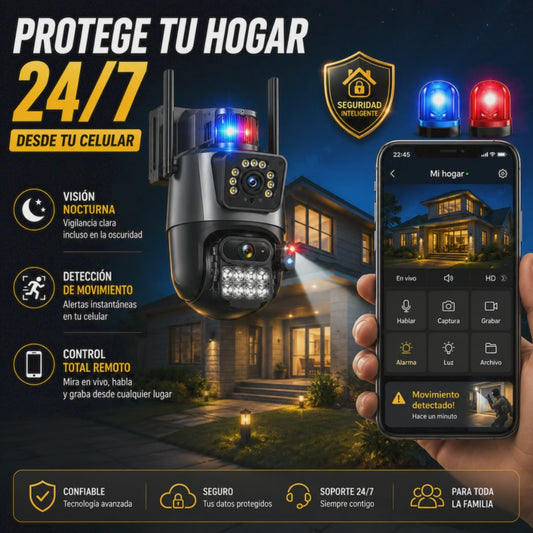 Cámara de Seguridad 360° GESKS que protege tu hogar desde tu celular