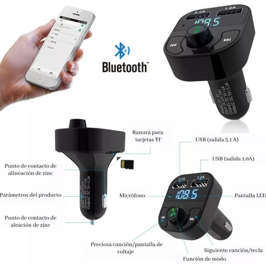 NUEVO RECEPTOR FM MP3 BLUETOOTH PARA AUTOS