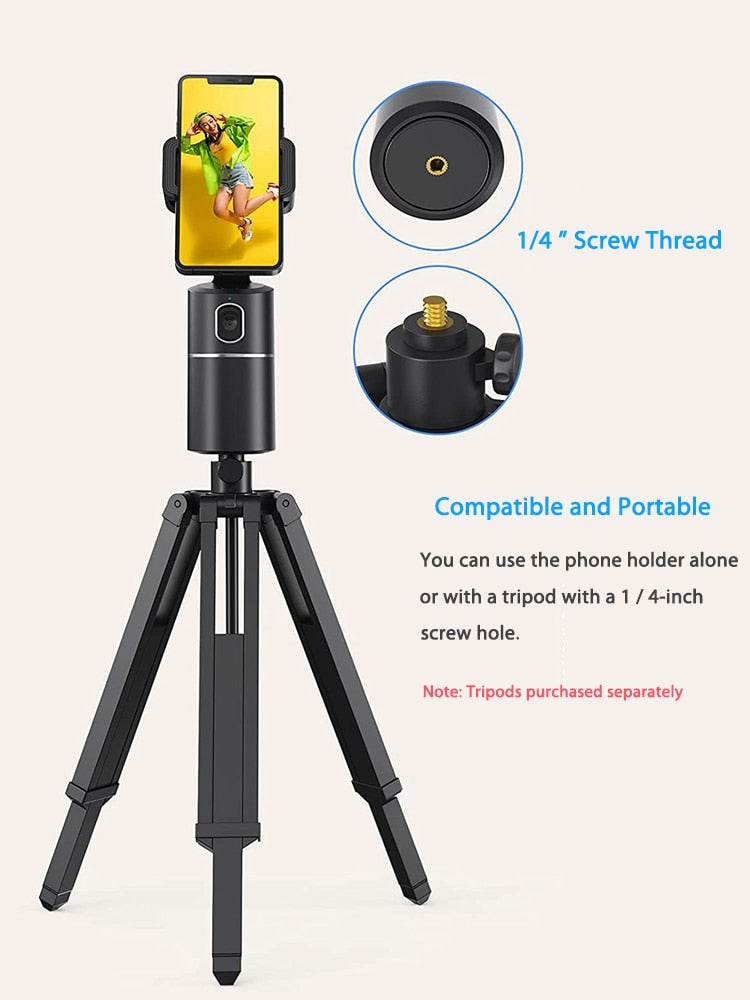 Soporte de teléfono de seguimiento automático, rotación de 360 °